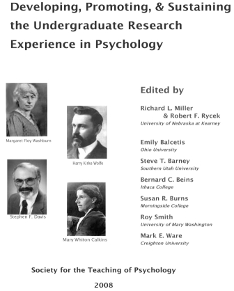 Cover - Developing, Promoting & Sustaining the Undergraduate Research Experience in Psychology