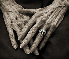 "Hands of 87 years"
