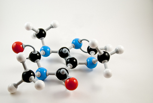 3d model of a caffeine molecule