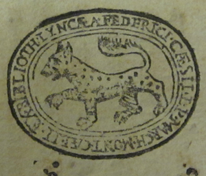 The library stamp used by the founder of the Accademia dei Lincei Federico Cesi.