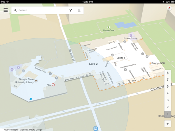 Screen capture of Google Maps showing the interior of Georgia State University Library