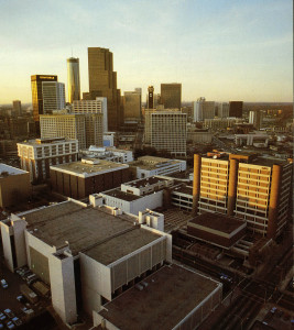 Aerial of Georgia State University campus, 1985