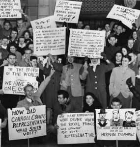 Students protesting the election of Herman Talmadge from the “Passing the Torch of Activism” exhibit.