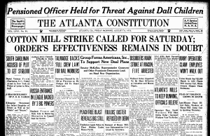 Atlanta Constitution issue, published several days before the beginning of the strike. Atlanta Journal-Constitution Photographic Archives. Special Collections and Archives, Georgia State University Library. 