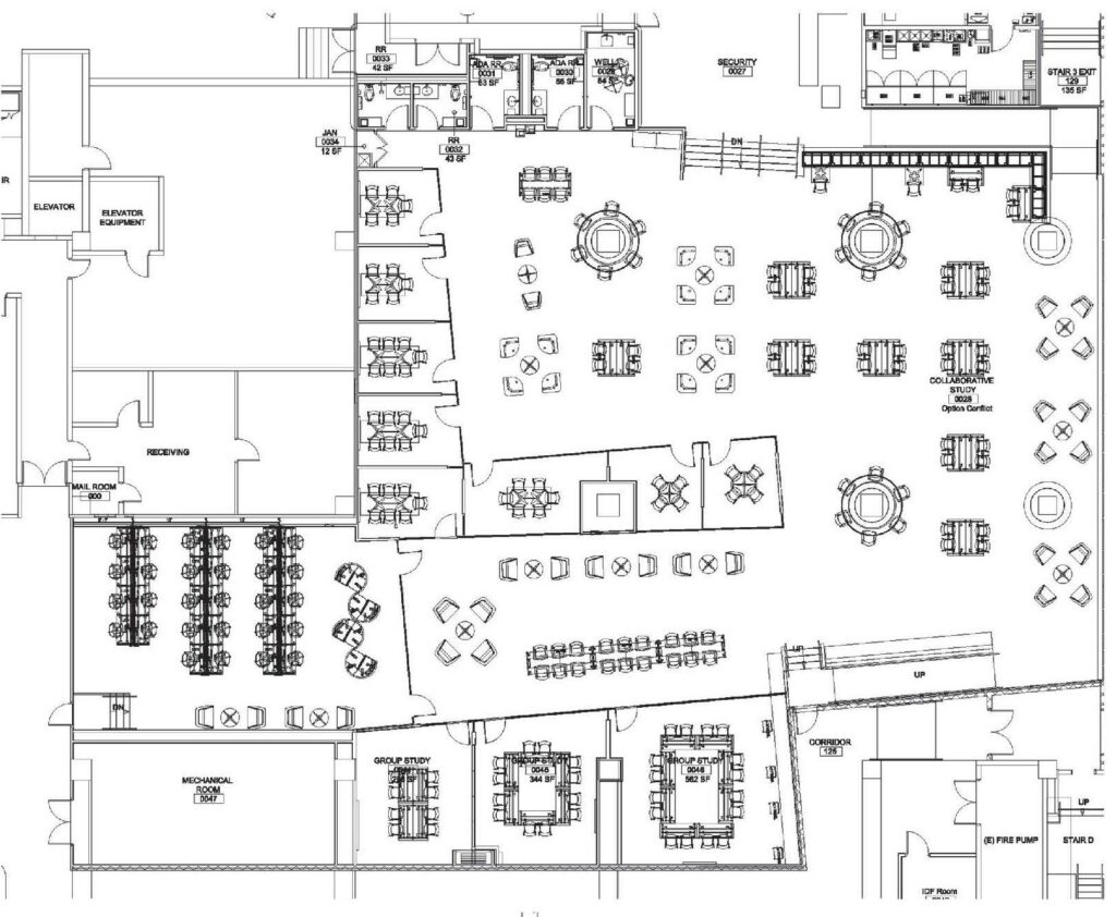 Draft furniture plan for the Study Commons