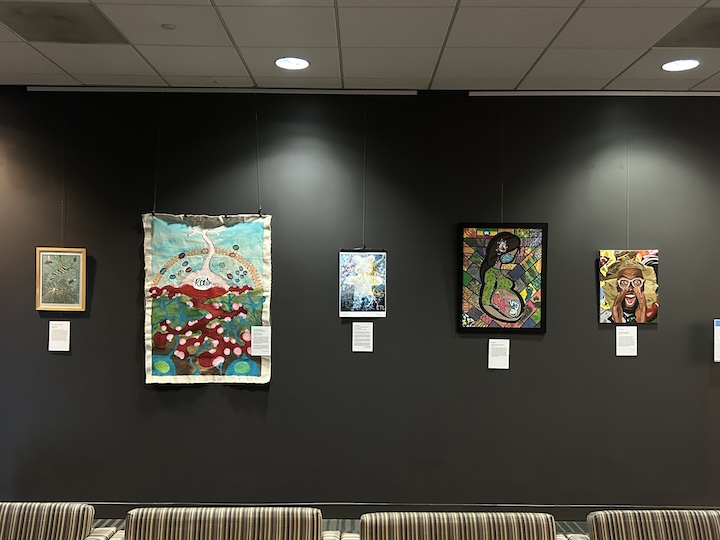 artwork on walls in GSU library gallery