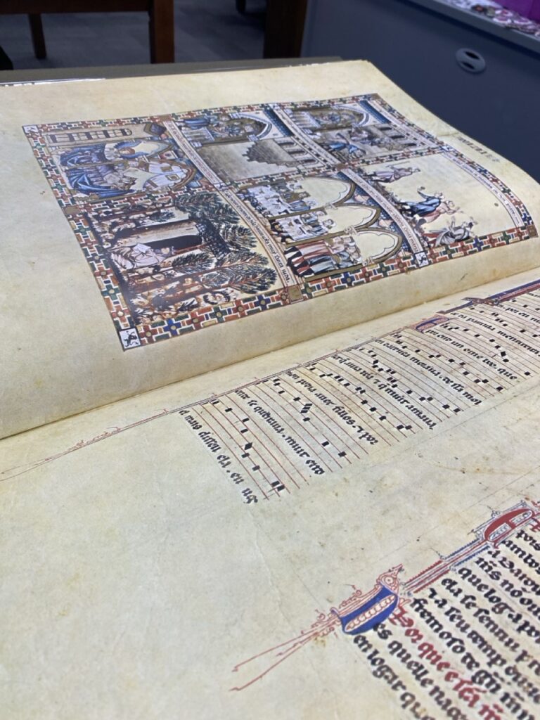 Page of illustrations from the book "Cantigas de Santa María"