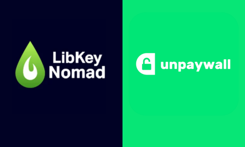 decorative graphic of libkey nomad logo and unpaywall logo